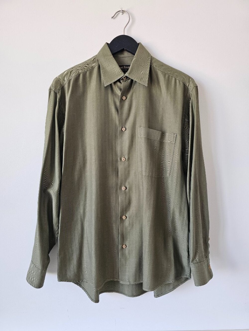Harry Rosen Green Cotton Men's Dress Shirt Top Small